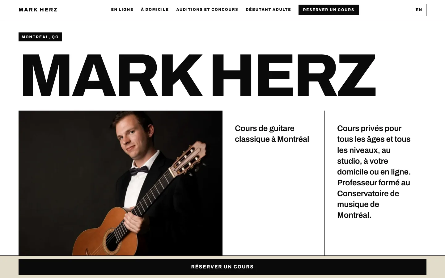 Page d'accueil de markherz.ca sur ordinateur